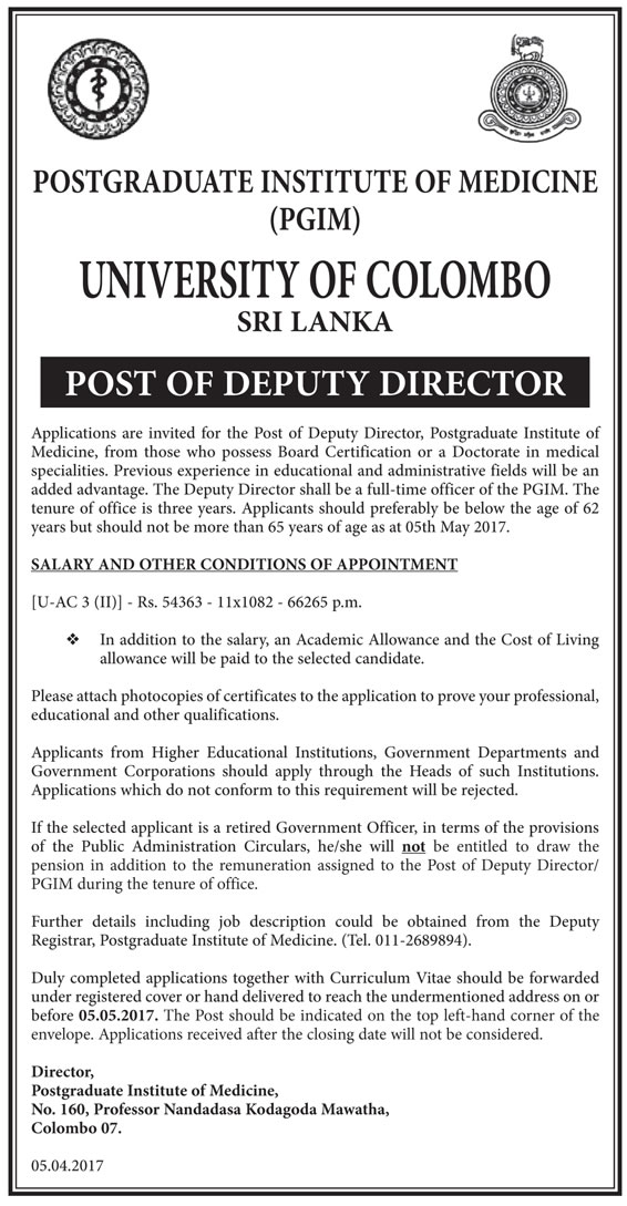 Deputy Director - University of Colombo